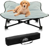 Portable Elevated Bed | Folding Pet Cot for Indoor, Outdoor, Traveling, Camping | Fold Up Steel Frame with Padded Cushion Canopy | Raised Travel Lounger for Large, Small, Dogs, Cats, up to 100 lb - Medium