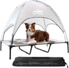 Pet Cot with Canopy Shade Tent & Carry Along Travel Bag – Portable Foldable Indoor Outdoor Cooling Elevated Dog Bed with Removable Pop Up Sunshade Dome Gazebo Awning, Large or XL – Gray
