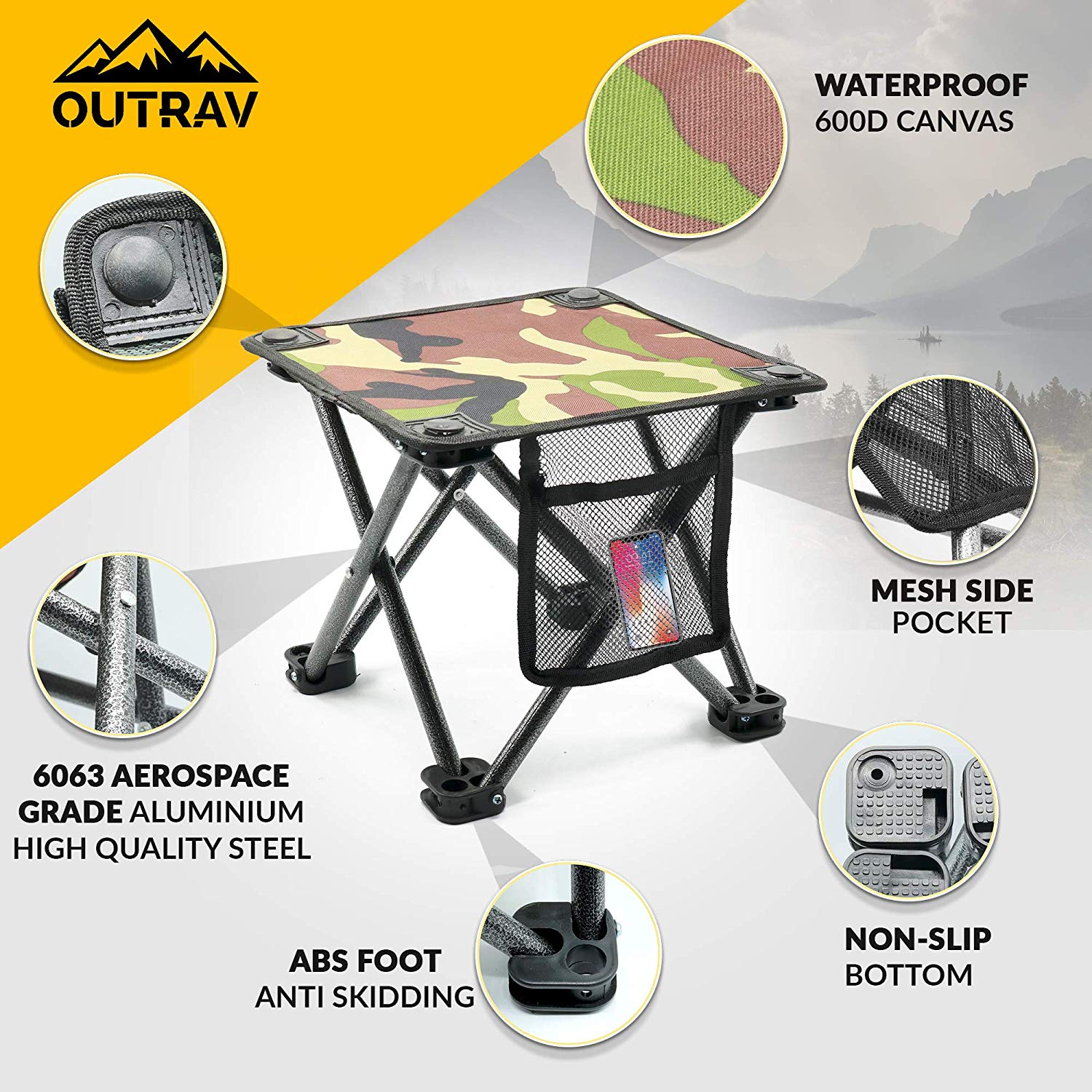 Portable Stool Camping Stool Fishing Small Camping Foot Stool Camping  Supplies Portable Camping stools for Adults Fishing Stool Folding Chair  Portable